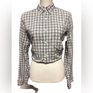 J Crew check light gray & white long sleeve button down shirt, slim fit size M